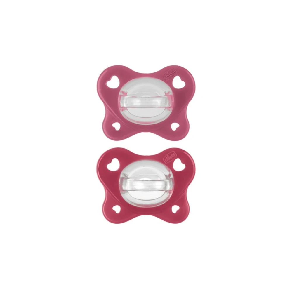 Chicco Physioforma Dual Soft Πιπίλα Σιλικόνης Ροζ/Κόκκινο 16-36 Μηνών 2 τεμάχια