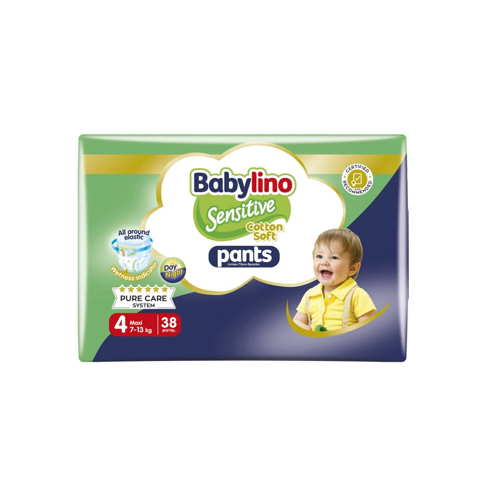 Babylino Sensitive Pants Cotton Soft Unisex Μέγεθος 4 (7-13kg) 38 πάνες βρακάκι