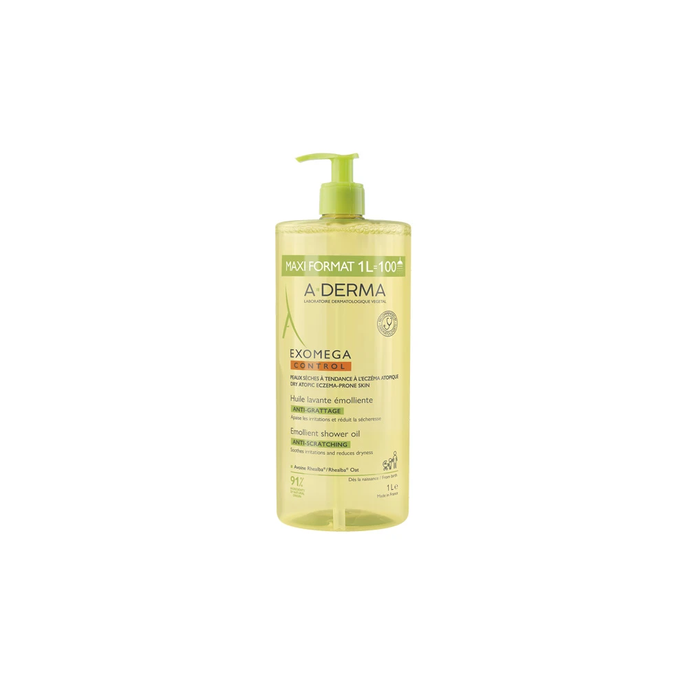 A-Derma Exomega Control Μαλακτικό Έλαιο Καθαρισμού Κατά Του Αισθήματος Κνησμού Για Το Ξηρό Δέρμα Με Τάση Ατοπίας Πρόσωπο & Σώμα 1Lt