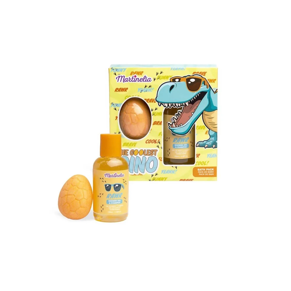 Martinelia Promo The Coolest Dino Mini Bath Set II Shower Gel Αφρόλουτρο 100ml & Bath Fizzer Μπάλα Μπάνιου Σε Σχήμα Αυγό Δεινοσαύρου 70gr