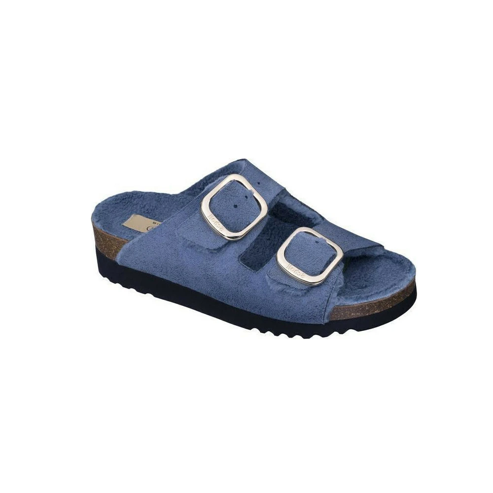 Scholl Shoes Ilary Fluffy Women's Anatomical Slippers Blue 1 pair