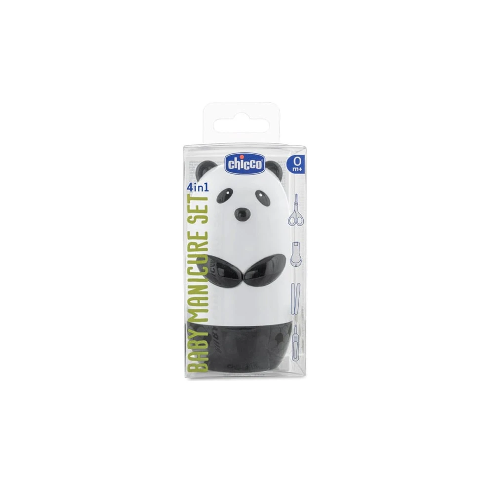 Chicco Promo Βρεφικό Σετ Μανικιούρ Panda Ψαλιδάκι 1 τεμάχιο & Νυχοκόπτη 1 τεμάχιο & Τσιμπιδάκι 1 τεμάχιο & Λίμες 2 τεμάχια & Θήκη Με Σχέδιο Panda 1 τεμάχιο