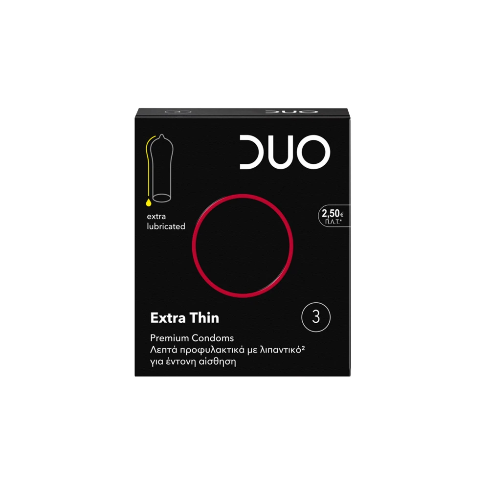 Duo Extra Thin Extra Lubricated Λεπτά Προφυλακτικά 3 τεμάχια