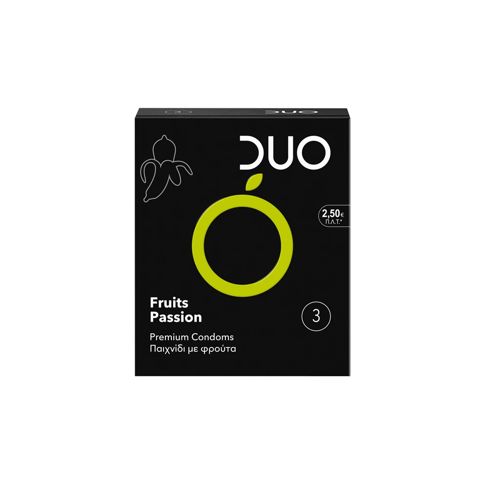 Duo Fruits Passion Προφυλακτικά Με Γεύσεις Για Δημιουργικότητα & Διασκέδαση 3 τεμάχια