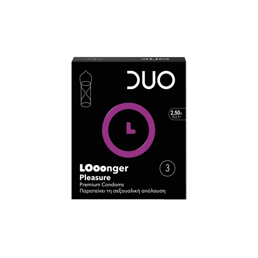 Duo Longer Pleasure Retarding Προφυλακτικά Με Επιβραδυντικό Για Μεγαλύτερη Απόλαυση 3 τεμάχια