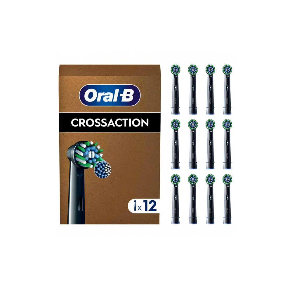 Oral-B Cross Action Black Replacement Electric Toothbrush Heads 12 pieces