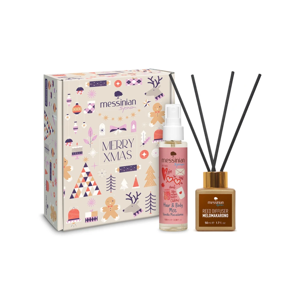 Messinian Spa Promo Christmas Box Spread The Scent Melomakarono Reed Diffuser 50ml & Vanilla Macadamia Hair & Body Mist 100ml