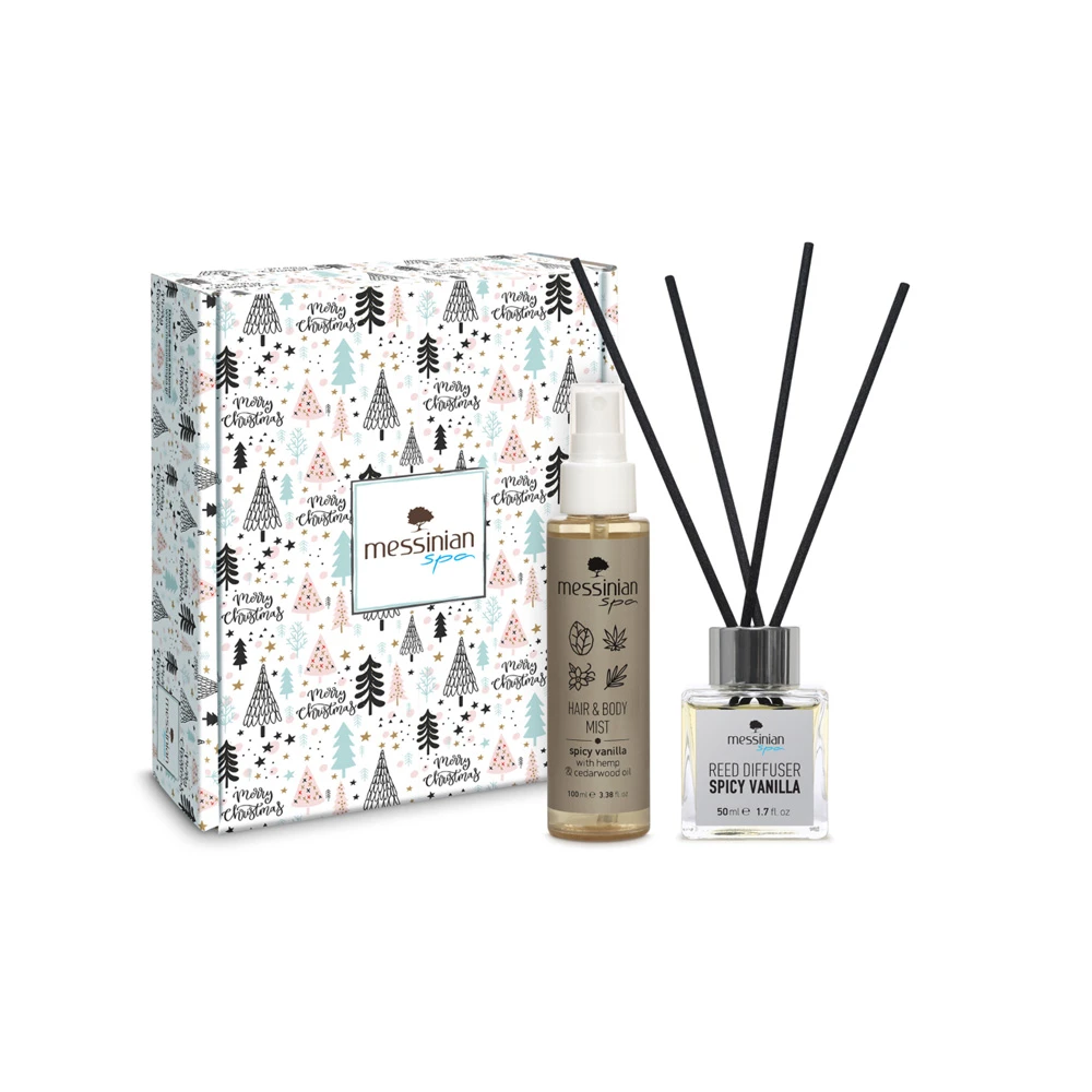 Messinian Spa Promo Christmas Box Spread The Scent Spicy Vanilla Reed Diffuser 50ml & Hair & Body Mist 100ml
