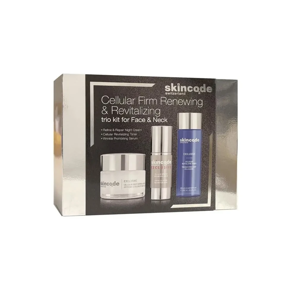 Skincode Promo Xmas Limited Edition Black Trio Εxclusive Cellular Night Refine & Repair Cream 50ml & Wrinkle Prohibiting Serum 30ml & Revitalizing Toner 200ml