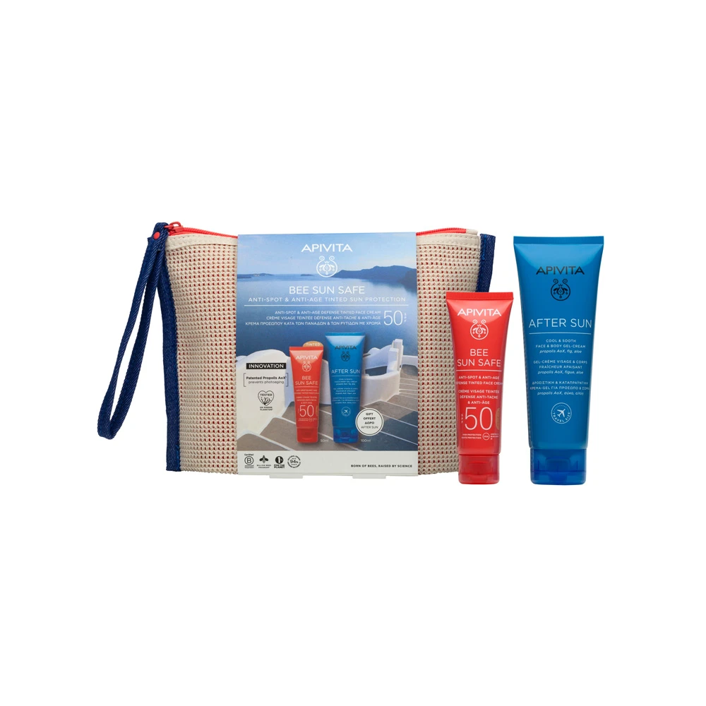 Apivita Promo Bee Sun Safe Anti-Spot & Anti-Age Sun Protection Face Cream Against Spots & Wrinkles SPF50 With Tint 50ml & Gift After Sun Cooling & Soothing Cream-Gel For Face & Body 100ml