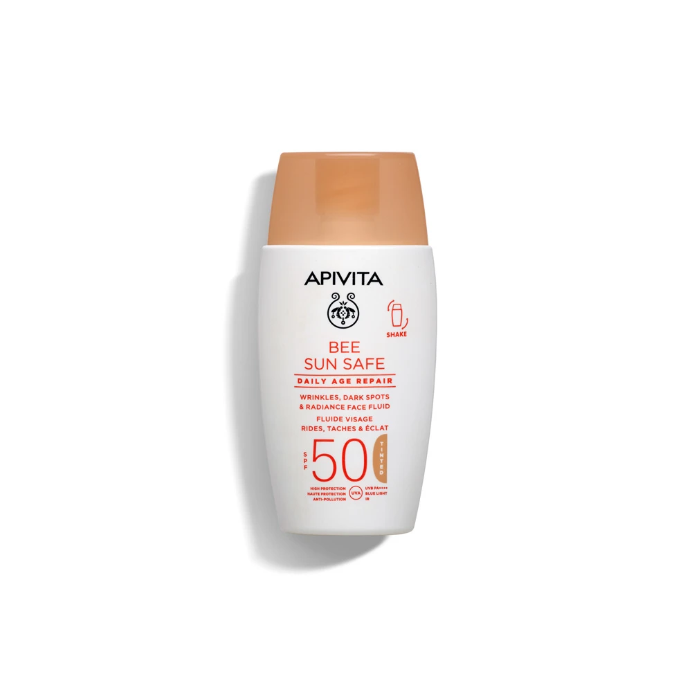 Apivita Bee Sun Safe Daily Age Repair Dry Touch Tinted Face Cream Against Age Spots & Wrinkles SPF50 With Color 50ml