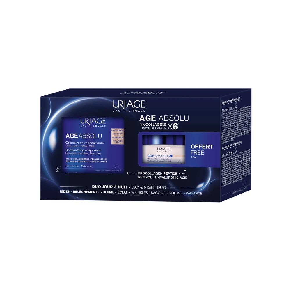 Uriage Promo Age Absolu Day & Night Duo Kit Redensifying Rosy Cream 50ml & Gift Redensifying Sleeping Mask 15ml