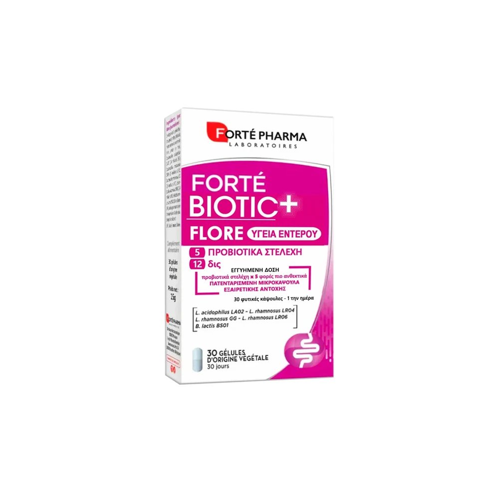 Forte Pharma Fortebiotic+ Flore Συμπλήρωμα Διατροφής 5 Προβιοτικών Στελεχών Για Την Καλή Υγεία Του Εντερικού Συστήματος 30 κάψουλες