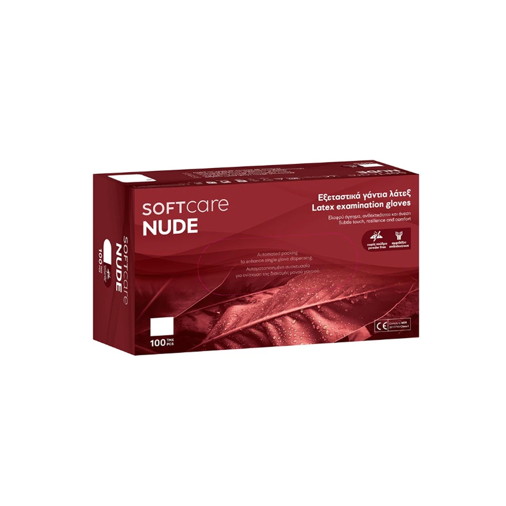 Softcare Nude Powder-Free Latex Examination Gloves Medium 100 pieces