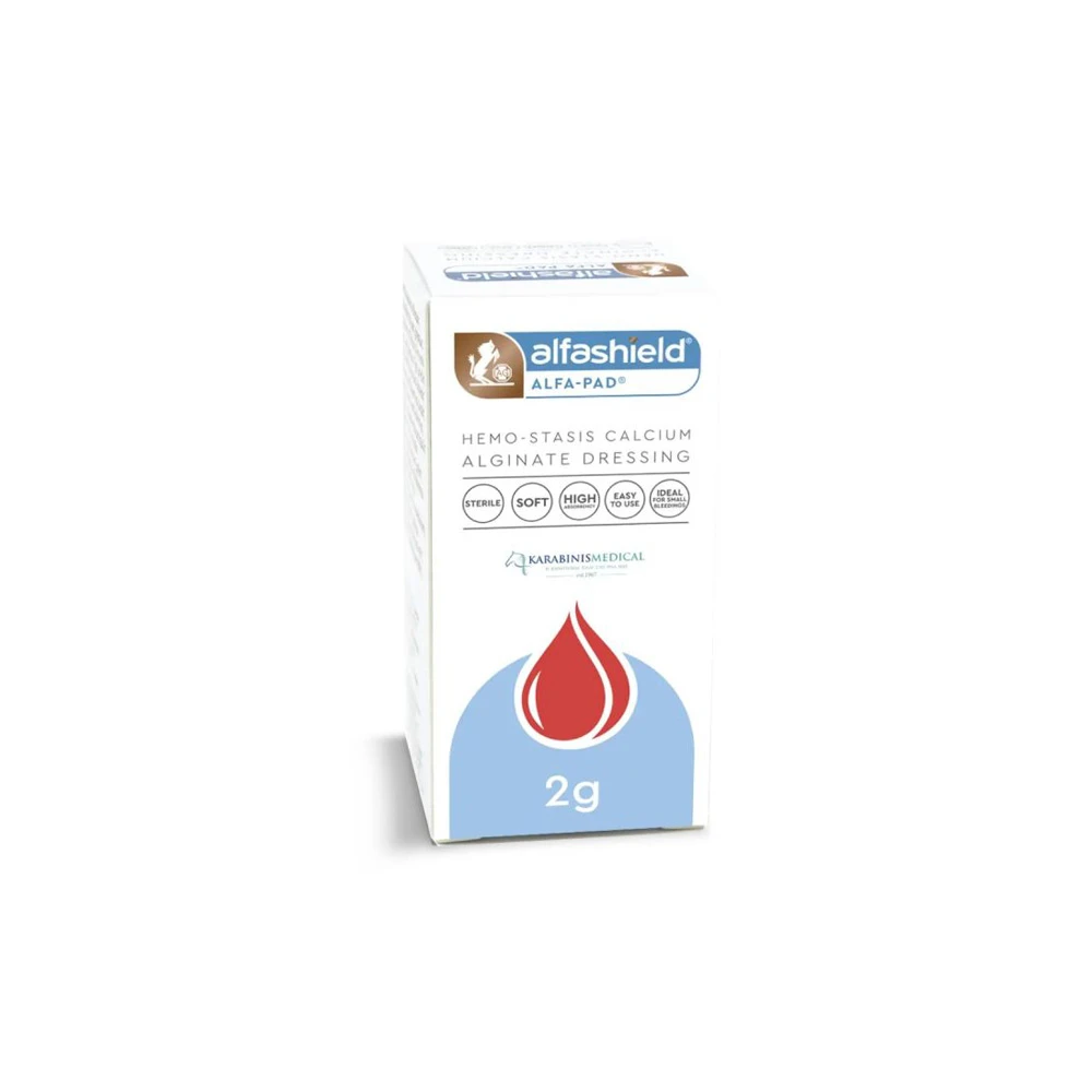 Alfashield Alpha Pad Hemo-Stasis Calcium Alginate Dressing Hemostatic Cotton 2gr