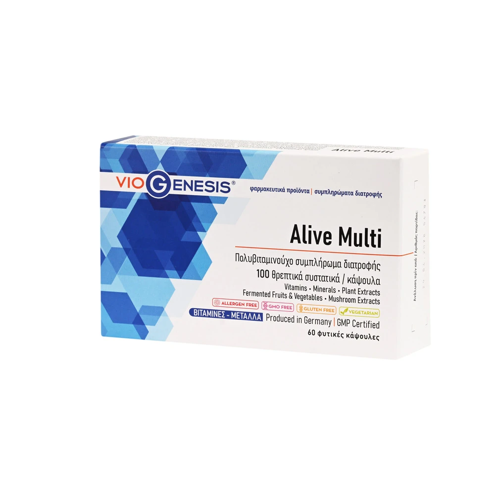 VioGenesis Alive Multi Πολυβιταμινούχο Συμπλήρωμα Διατροφής Με 100 Θρεπτικά Συστατικά Ανά Κάψουλα 60 φυτικές κάψουλες