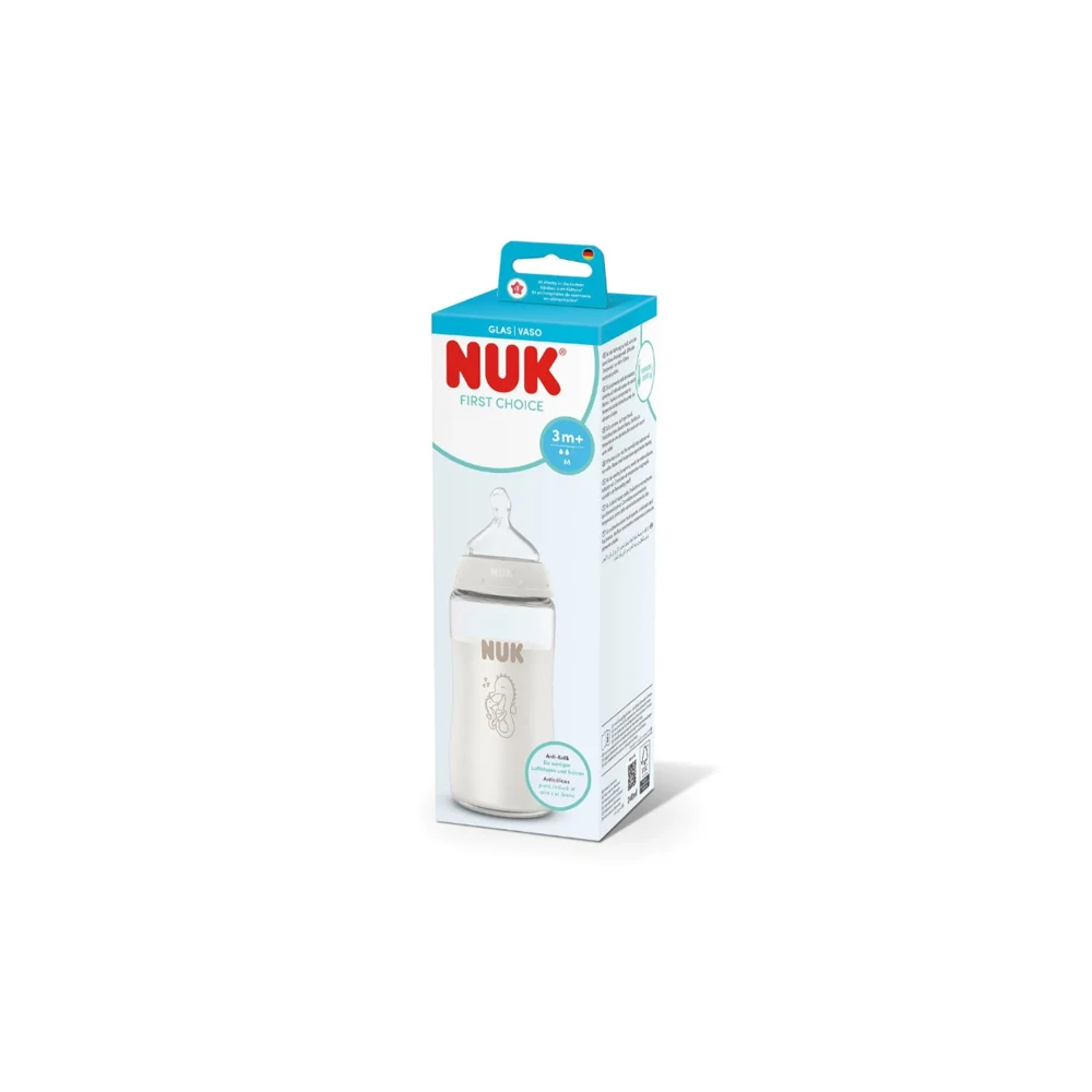 Nuk Glass Bottle With Silicone Nipple First Choice 3+m 240ml
