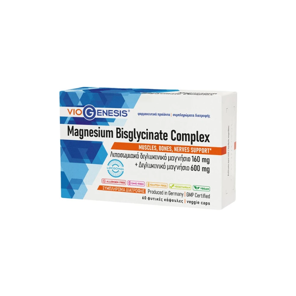 VioGenesis Magnesium Bisglycinate Complex Συμπλήρωμα Διατροφής Με Μαγνήσιο 60 κάψουλες