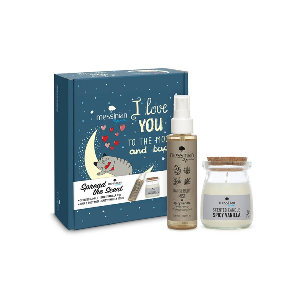 Messinian Spa Promo I Love You Yo The Moon Spicy Vanilla Hair & Body Mist 100ml & Candle 75gr