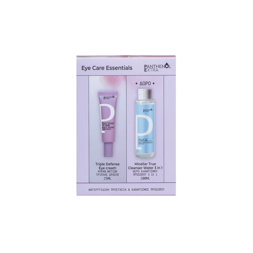 Panthenol Extra Promo Eye Care Essentials Triple Defense Eye Cream Κρέμα Ματιών 25ml & Δώρο Micellar Micellar True Cleanser Water 3 in 1 Νέρο Καθαρισμού Προσώπου 3 Σε 1 100ml