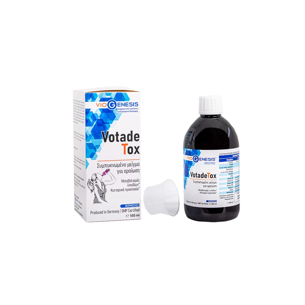 VioGenesis VotadeTox Liquid Συμπλήρωμα Διατροφής Σε Πόσιμη Μορφή Με Βιταμίνες Χρώμιο Ψευδάργυρο Χολίνη & Γλυκαντικό Από Το Φυτό Στέβια 500ml