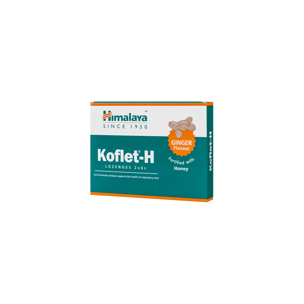 Himalaya Koflet-H Lozenges Παστίλιες Για Τον Λαιμό Με Γεύση Τζίντζερ 12 τεμάχια