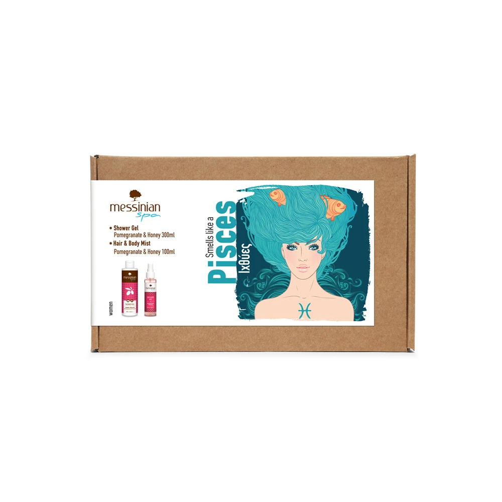 Messinian Spa Promo Zodiac Collection Pisces Hair & Body Mist Pomegranate & Honey 100ml & Shower Gel Pomegranate & Honey 300ml