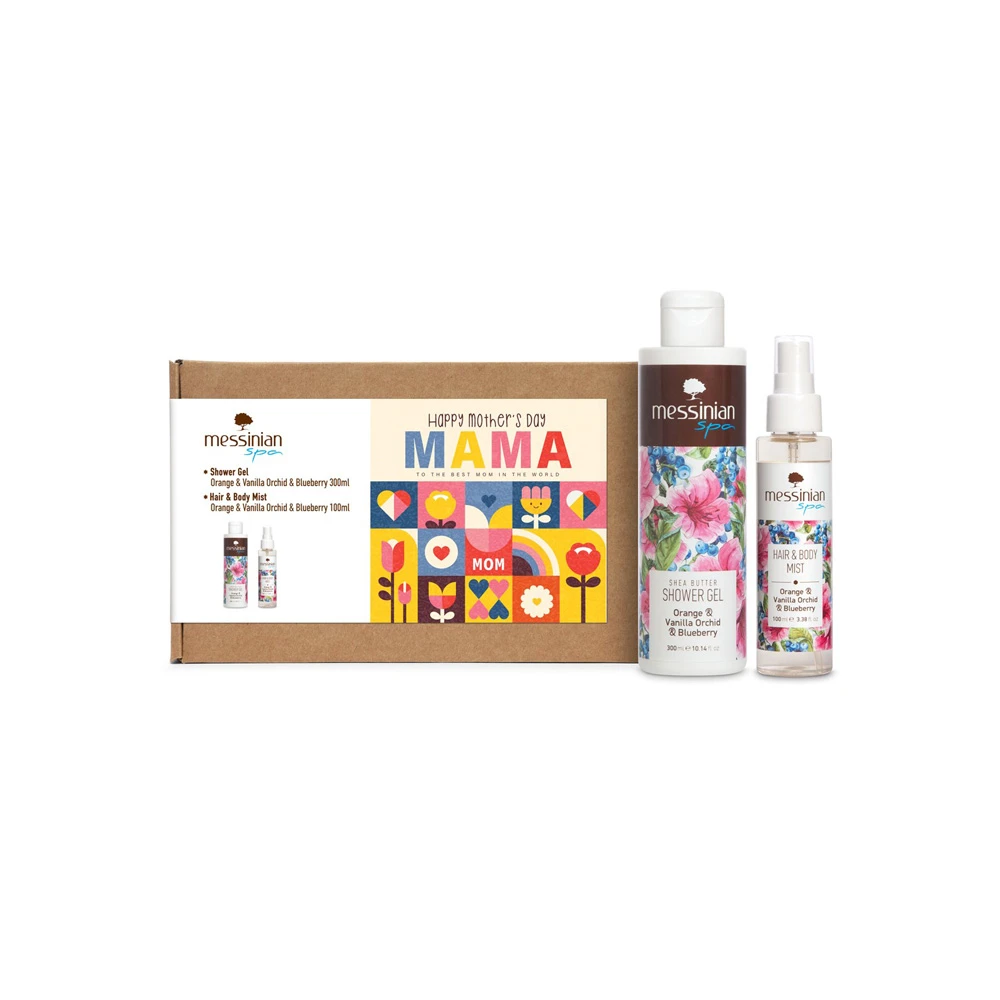 Messinian Spa Promo Happy Mother’s Day Hair & Body Mist Orange & Vanilla Orchid & Blueberry 100ml & Shower Gel Orange & Vanilla Orchid & Blueberry 300ml