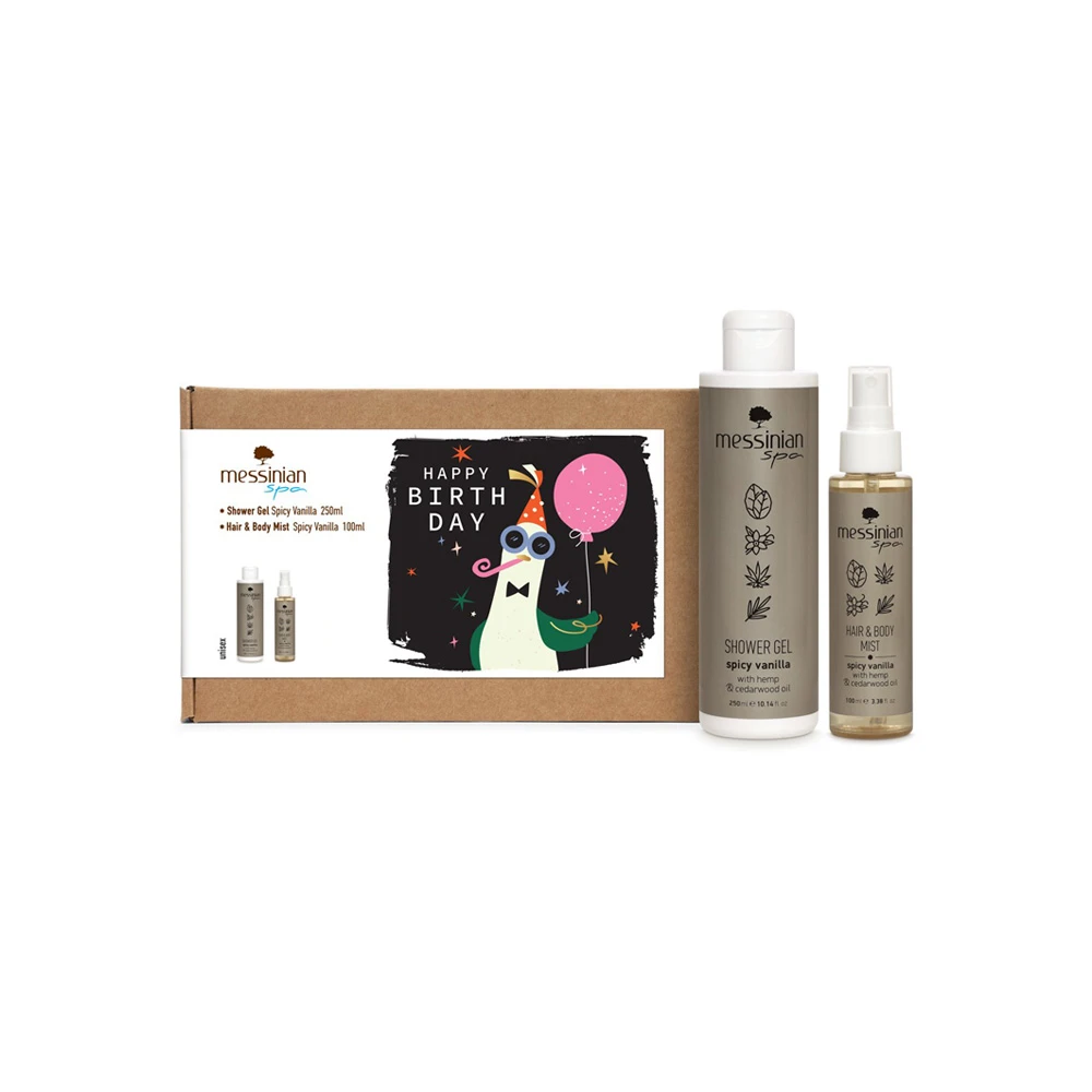 Messinian Spa Promo Happy Birthday Hair & Body Mist Spicy Vanilla 100ml & Shower Gel Spicy Vanilla 250ml