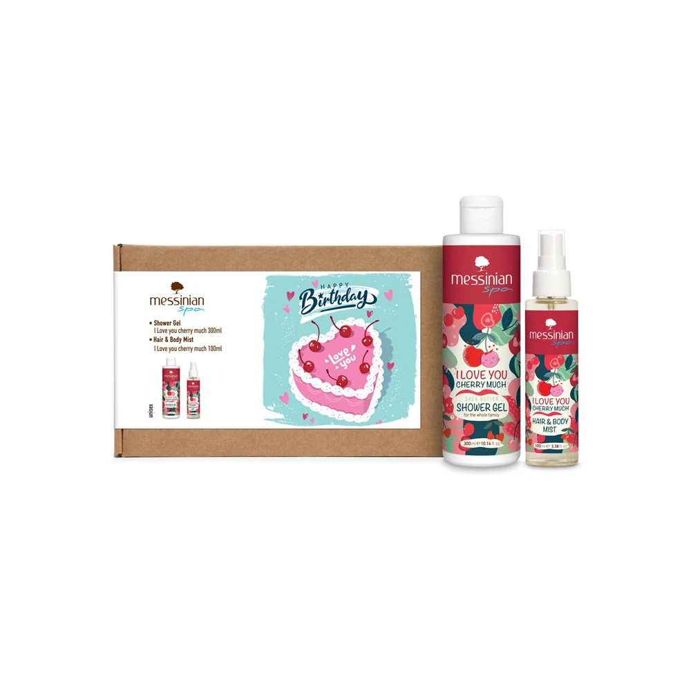 Messinian Spa Promo Happy Birthday Hair & Body Mist I Love You Cherry Much 100ml & Shower Gel I Love You Cherry Much 300ml