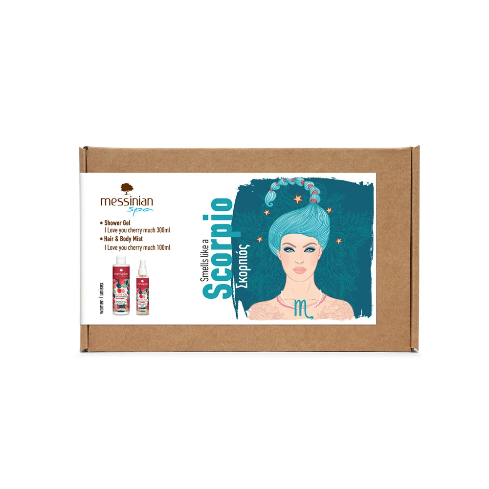 Messinian Spa Promo Zodiac Collection Scorpio (Women) Hair & Body Mist I Love You Cherry Much 100ml & Shower Gel I Love You Cherry Much 300ml