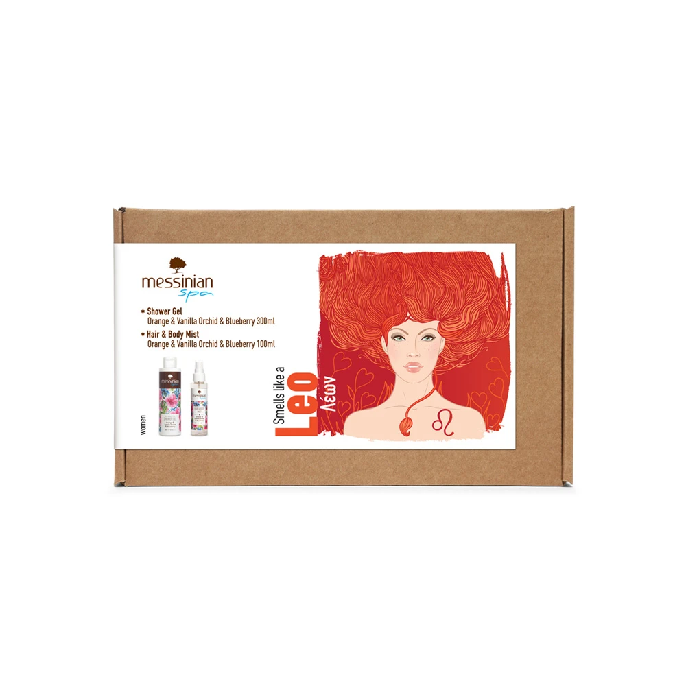 Messininan Spa Promo Zodiac Collection Leo (Women) Hair & Body Mist Orange & Vanilla Orchid & Blueberry 100ml & Shower Gel Orange & Vanilla Orchid & Blueberry 300ml