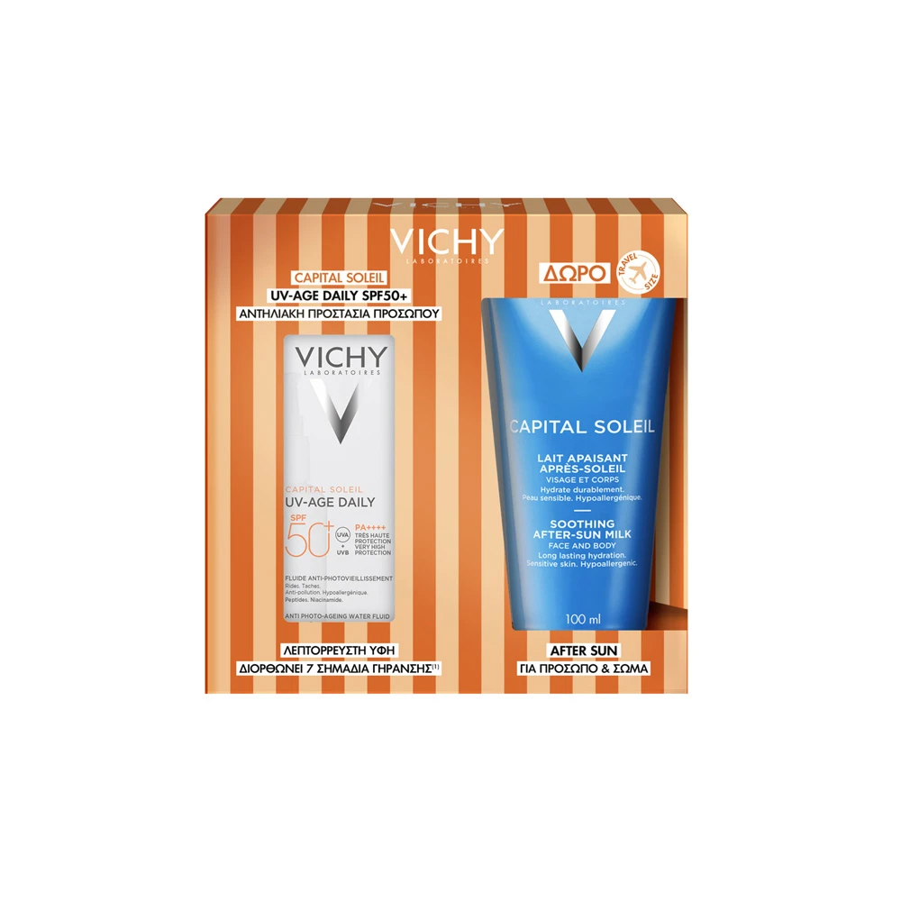 Vichy Promo Capital Soleil UV-AGE DAILY SPF50+ Anti Photo-Ageing Water Fluid 40ml & Gift After Sun 100ml