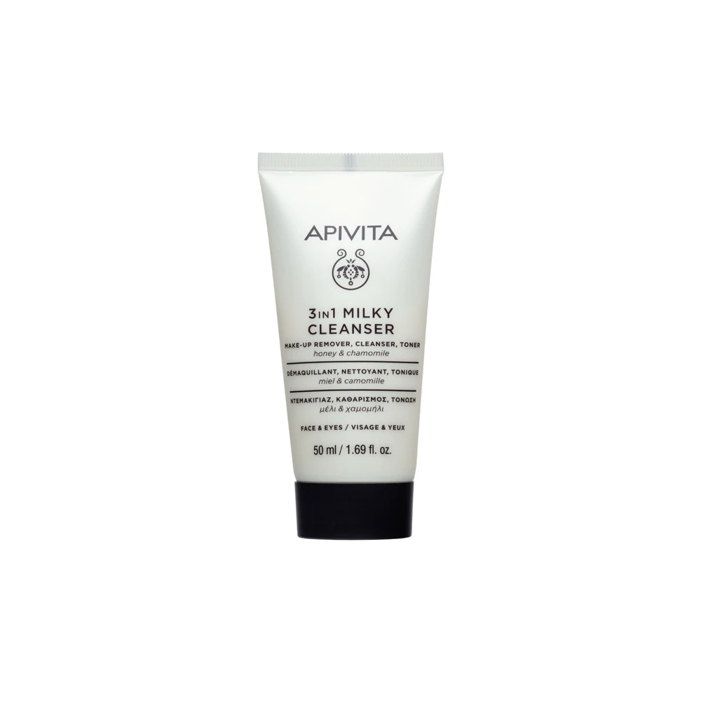 Apivita 3 in 1 Cleansing Milk For Face & Eyes With Chamomile & Honey 50ml