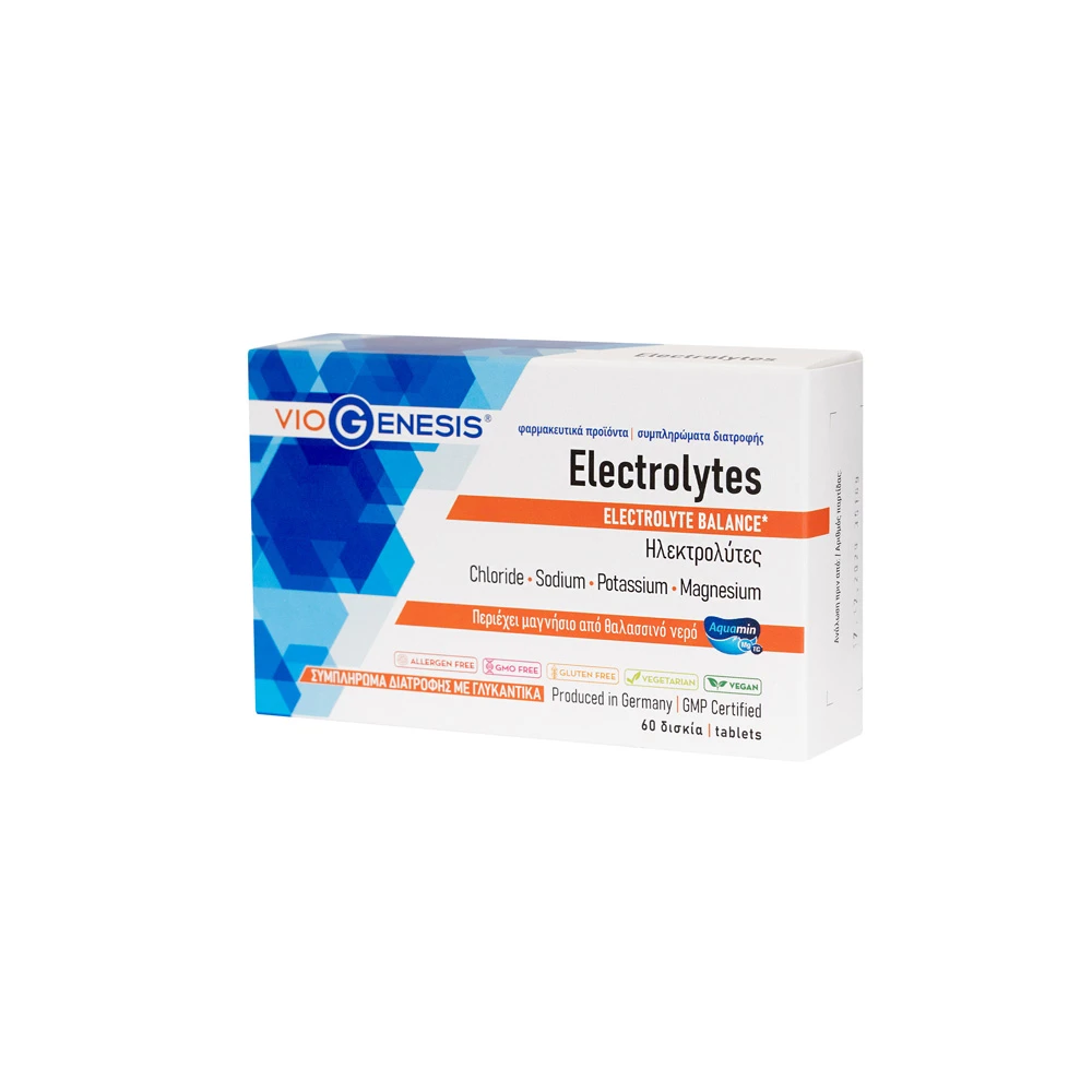 VioGenesis Electrolytes Συμπλήρωμα διατροφής Ηλεκτρολυτών Με Γλυκαντικό 60 ταμπλέτες