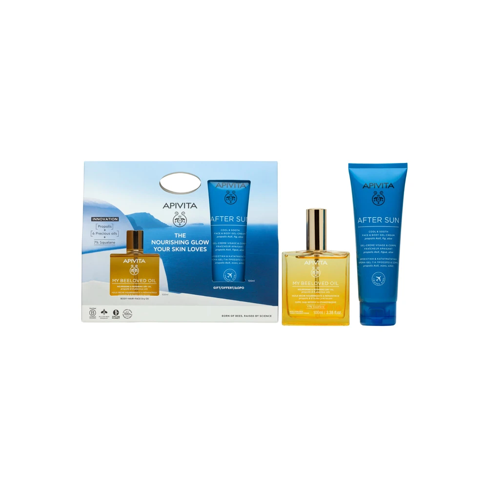 Apivita Promo The Nourishing Glow Your Skin Loves My Beeloved Ξηρό Λάδι Θρέψης & Επανόρθωσης 100ml & Δώρο After Sun Δροσιστική & Καταπραϋντική Κρέμα-Gel Για Πρόσωπο & Σώμα 100ml