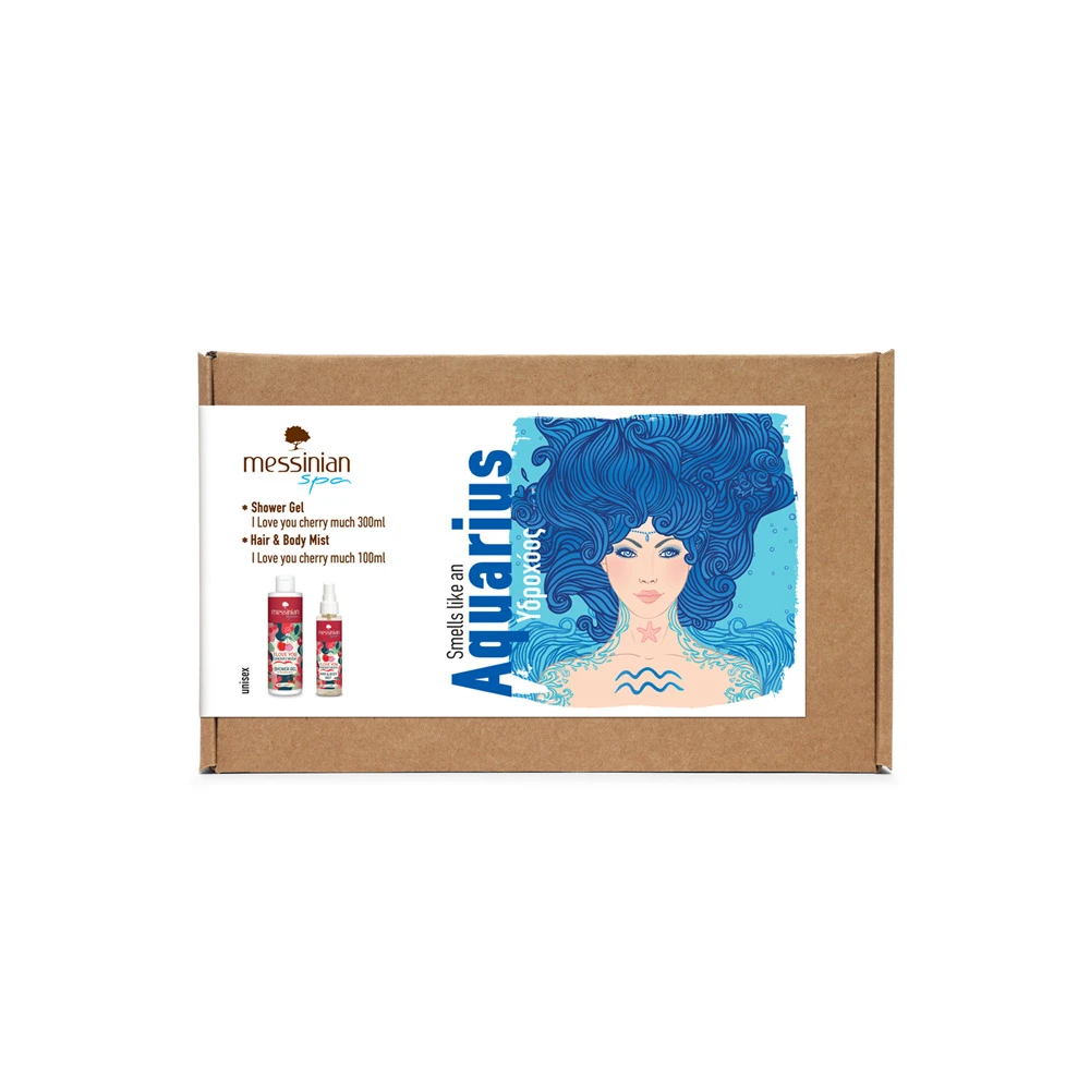 Messinian Spa Promo Zodiac Collection Aquarius (Women) Shower Gel I Love You Cherry Much 300ml & Hair & Body Mist I Love You Cherry Much 100ml