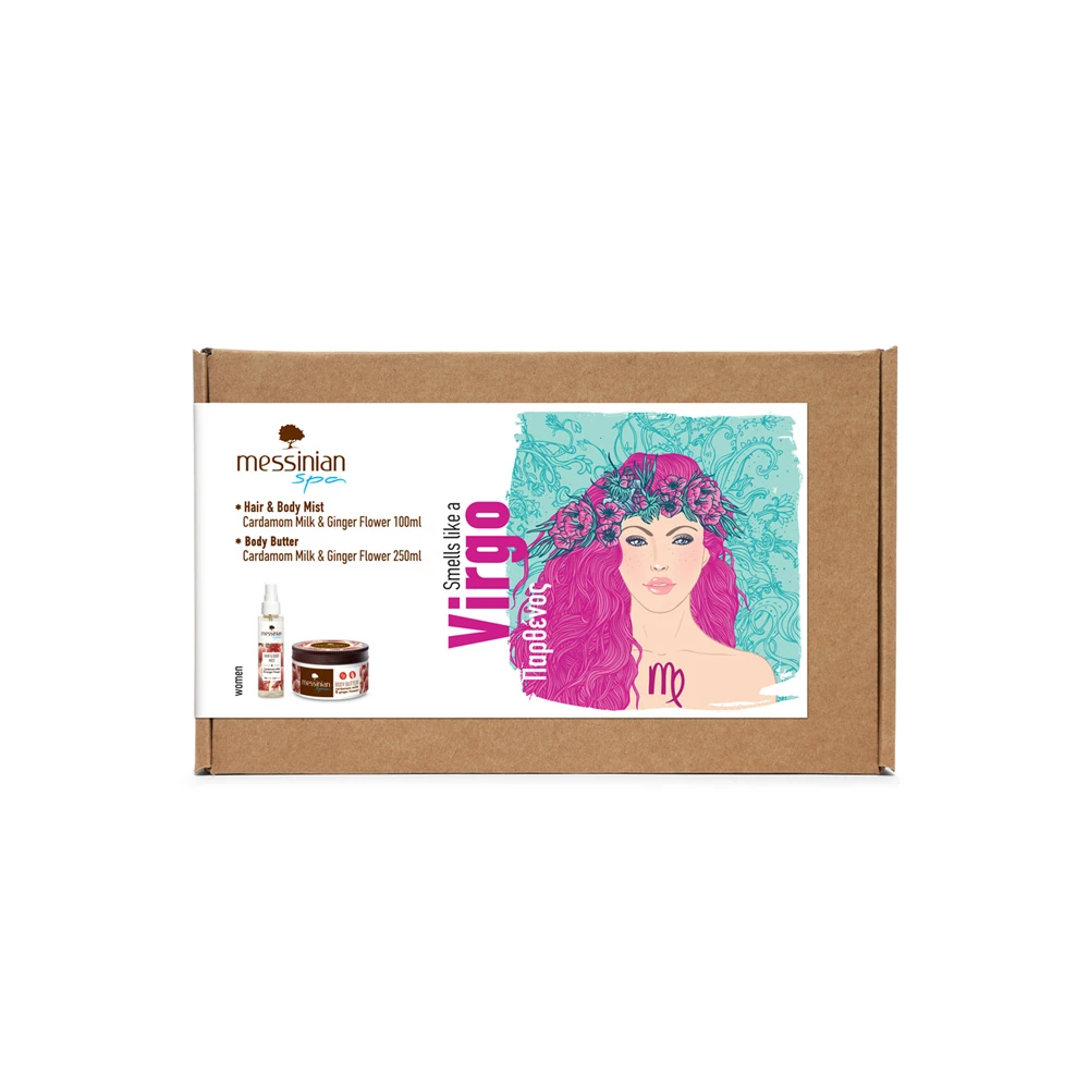 Messinian Spa Promo Zodiac Collection Virgo Hair & Body Mist Cardamom Milk & Ginger Flower 100ml & Body Butter Cardamom Milk & Ginger Flower 250ml