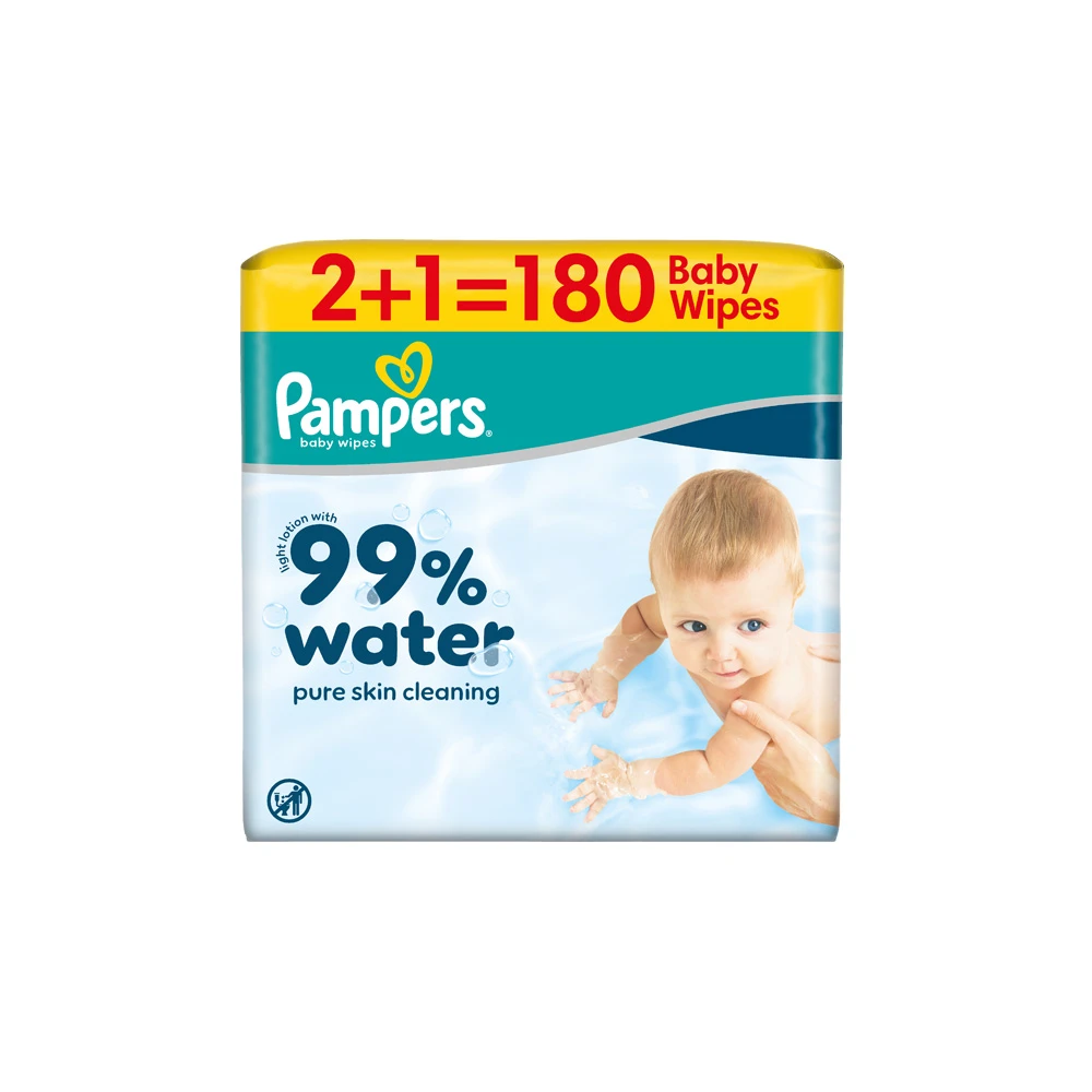 Pampers Baby Wipes 99% Water Μωρομάντηλα 3x60 τεμάχια