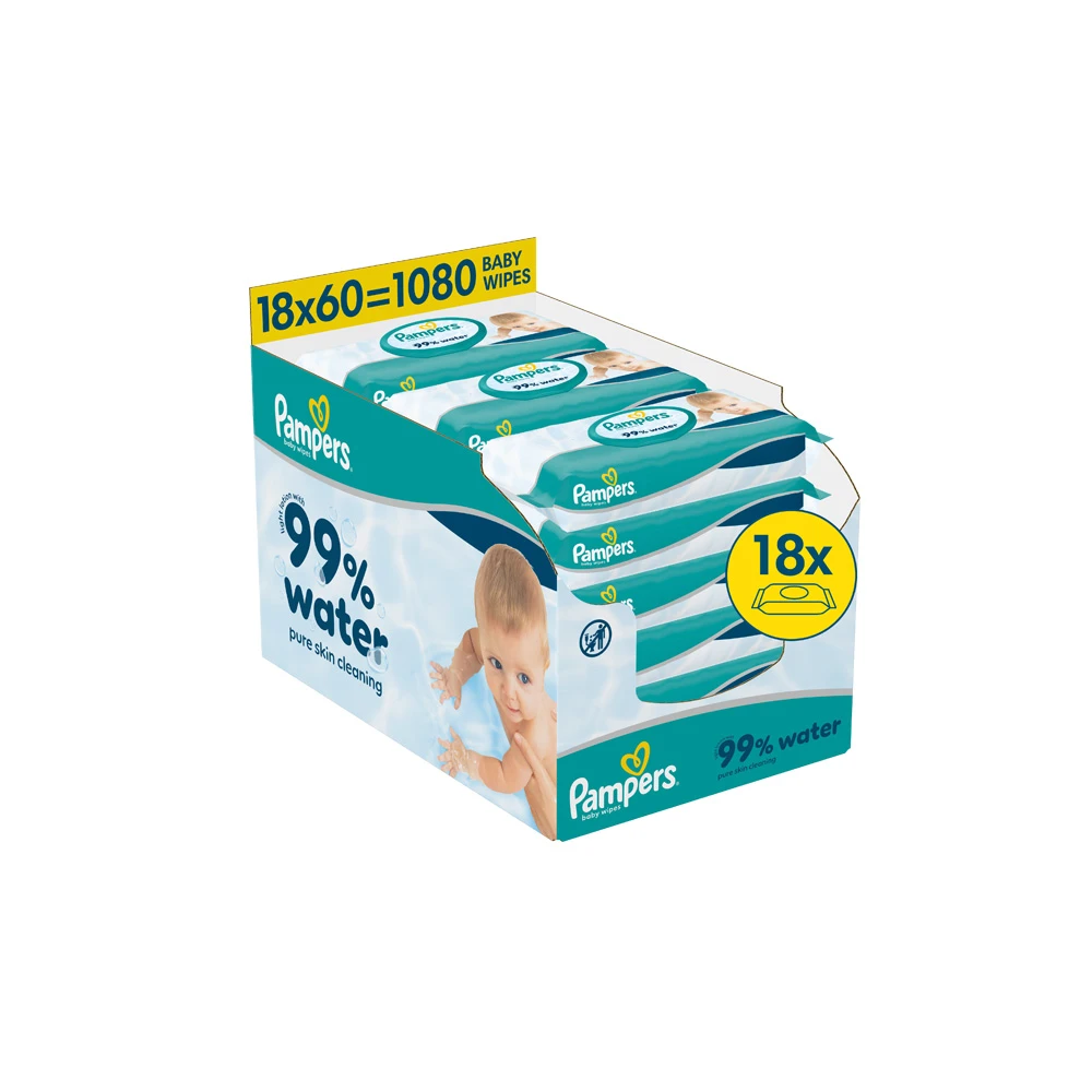 Pampers 99% Water Baby Wet Wipes Μωρομάντηλα 18x60 τεμάχια