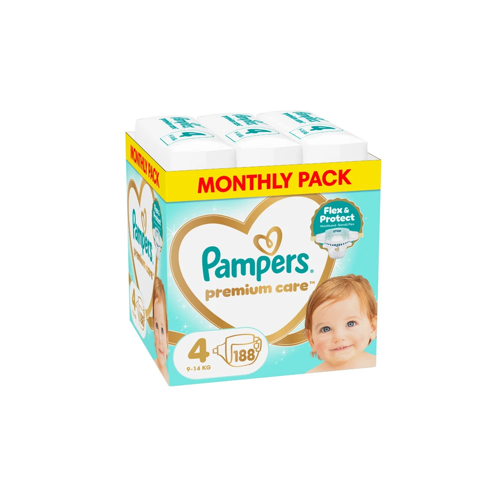 Pampers Premium Care Πάνες Μέγεθος 4 (9-14kg) 188 πάνες