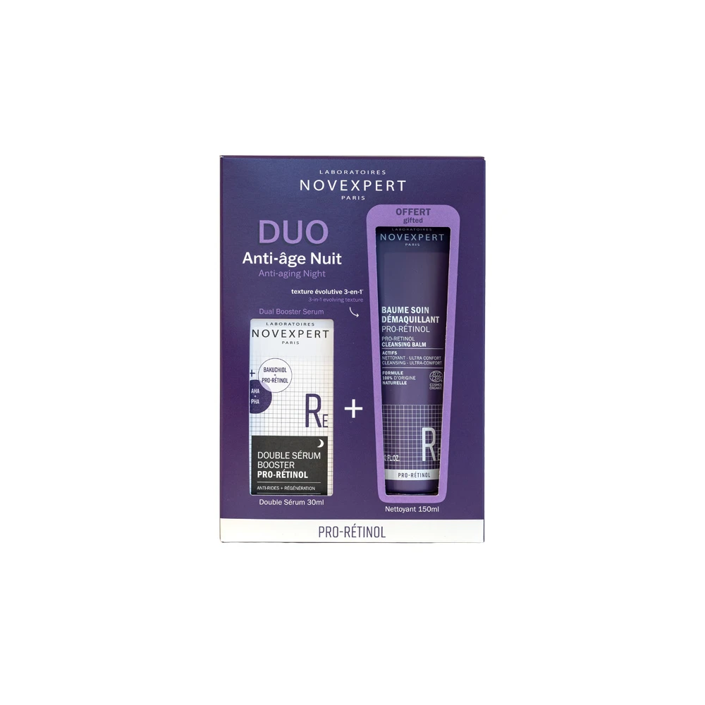 Novexpert Promo Duo Anti-aging Night Pro Retinol Dual Booster Serum 30ml & Pro Retinol Cleansing Balm 150ml