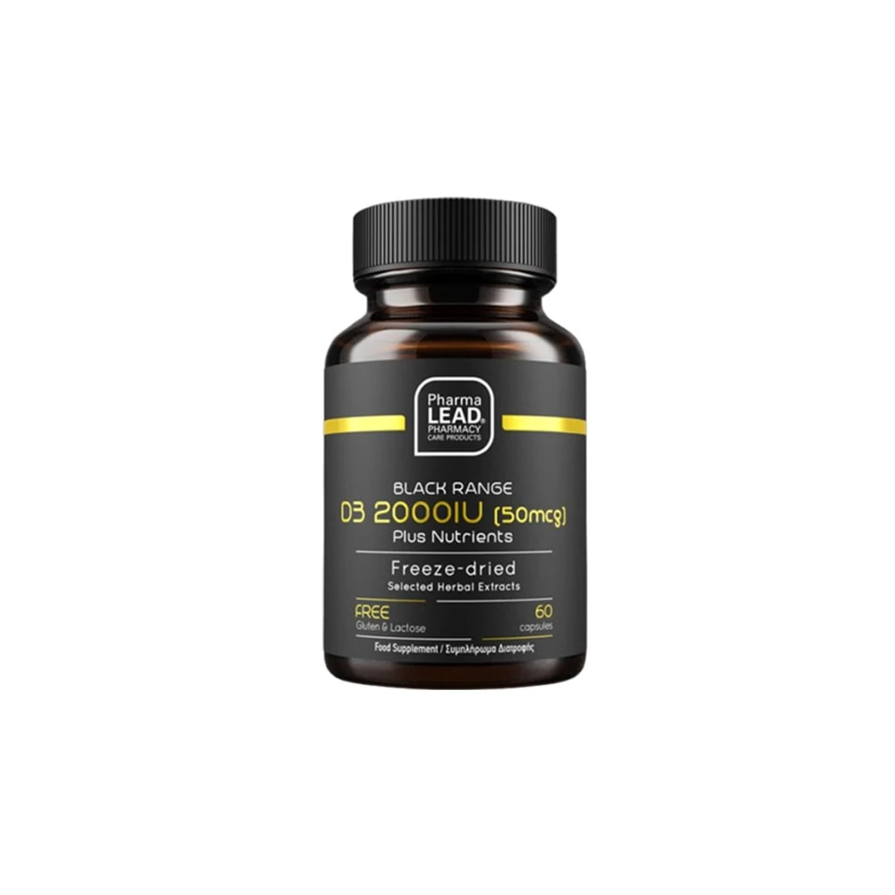 Pharmlalead Black Range D3 2000IU (50mcg) Plus Nutrients Συμπλήρωμα Διατροφής Για Την Φυσιολογική Κατάσταση Των Οστών Των Δοντιών & Την Καλή Λειτουργία Του Ανοσοποιητικού 60 κάψουλες