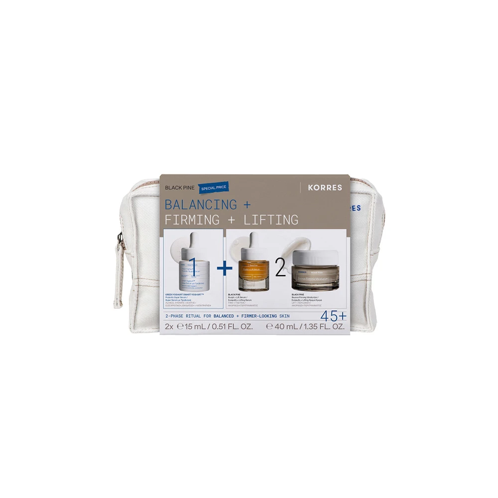 Korres Promo Black Pine Balancing & Firming & Lifting Smart Yoghurt Probiotic Super Serum 15ml & Black Pine Sculpt & Lift Serum 15ml & Black Pine 4D Bounce Firming Moisturizer 40ml