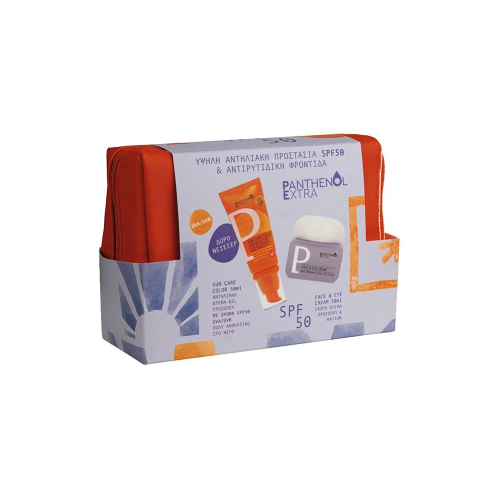 Panthenol Extra Promo Color Αντηλιακό Τζελ Προσώπου Με Χρώμα SPF50 50ml & Face & Eye Cream Αντιρυτιδική Κρέμα Προσώπου & Ματιών 50ml