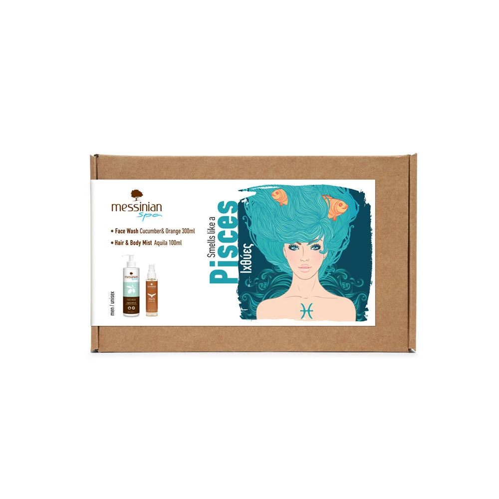 Messinian Spa Promo Zodiac Collection Pisces (Men / Unisex) Hair & Body Mist Aquila 100ml & Face Wash Cucumber & Orange 300ml