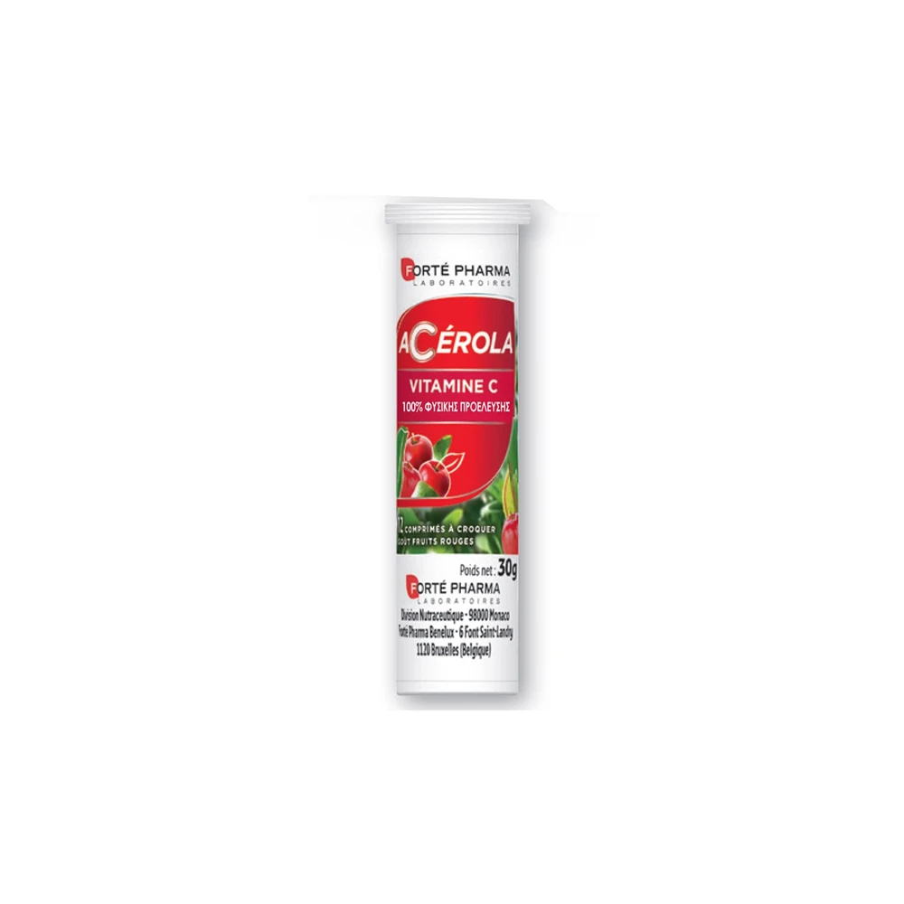 Forte Pharma Acerola Vitamin C Συμπλήρωμα Διατροφής Βιταμίνης C 12 μασώμενα δισκία
