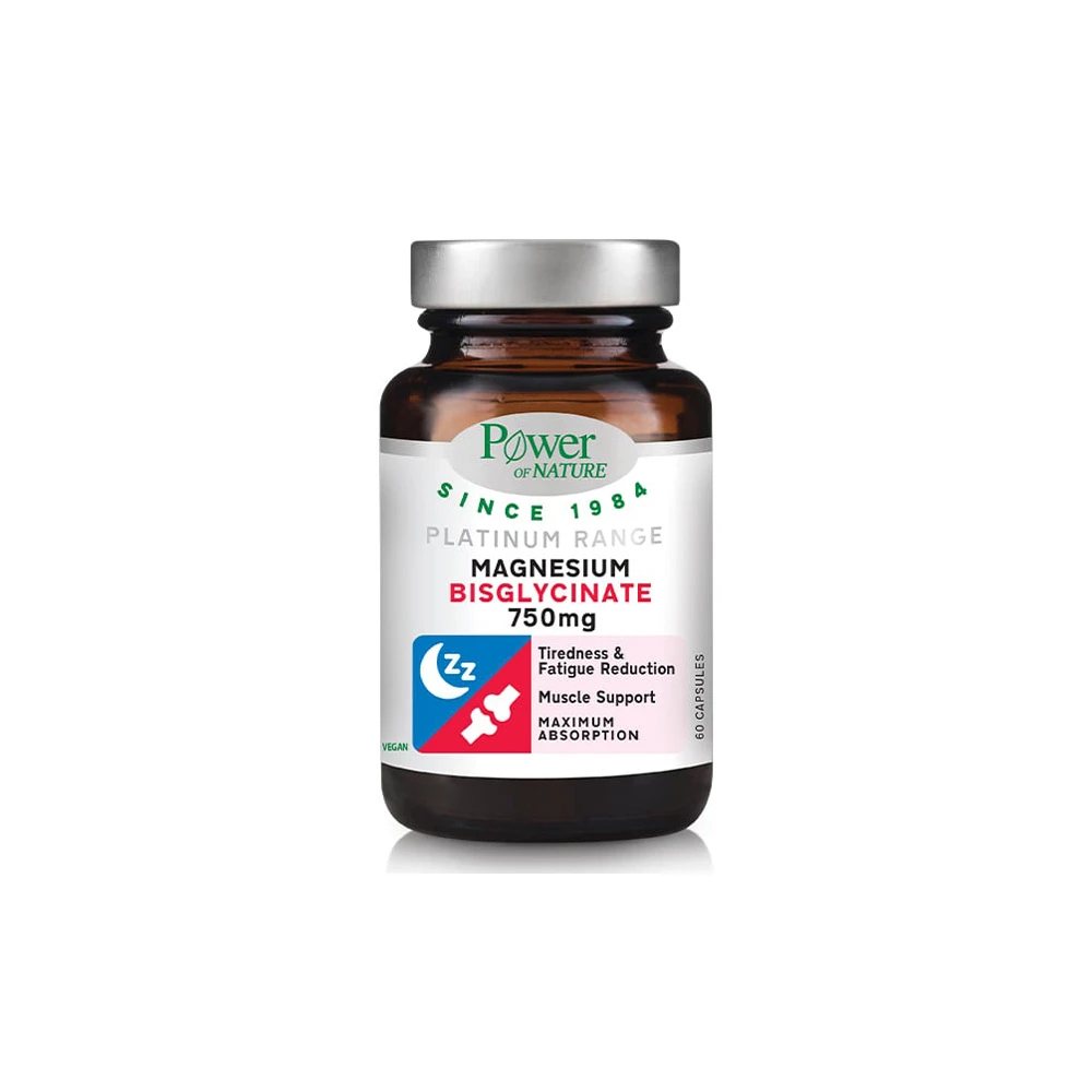 Power Health Platinum Range Magnesium Bisglycinate 750mg Συμπλήρωμα Διατροφής Δισγλυκινικού Μαγνησίου 60 κάψουλες
