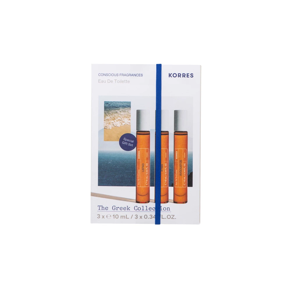 Korres The Greek Collection Lefko Eau de Toilette 10ml & Kyma Eau de Toilette 10ml & Avgoustos Eau de Toilette 10ml