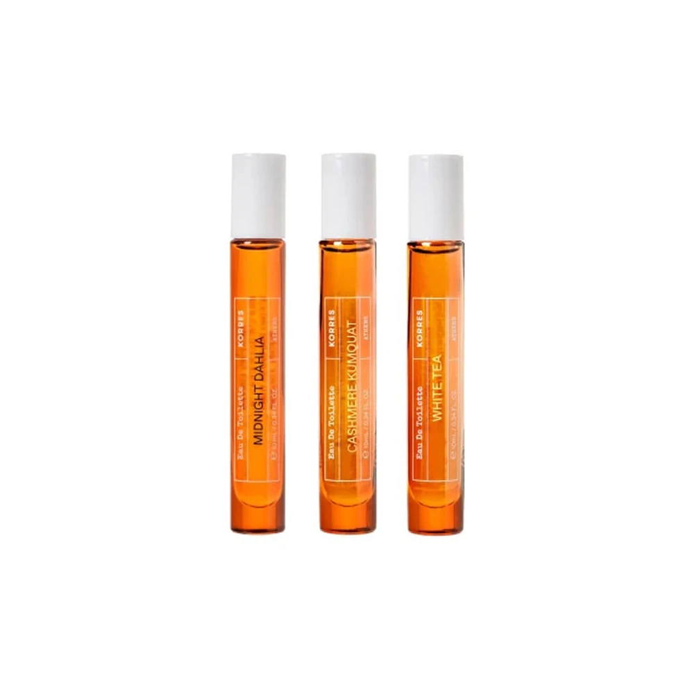 Korres The Floral Collection Midnight Dahlia Eau de Toilette 10ml & Cashmere Kumquat Eau de Toilette 10ml & White Tea Eau de Toilette 10ml